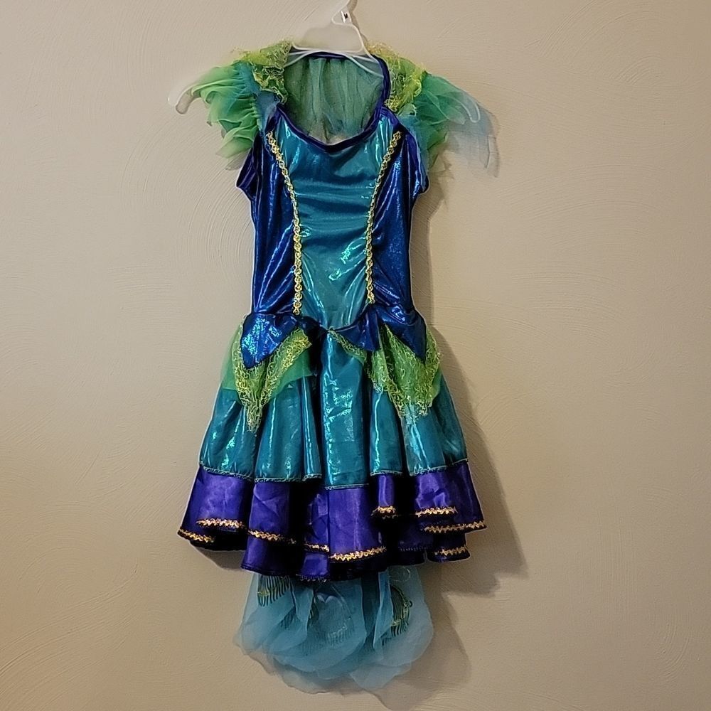 RUBIE'S TURQUOISE AND PURPLE PEACOCK COSTUME, SIZE MEDIUM (8-10)
